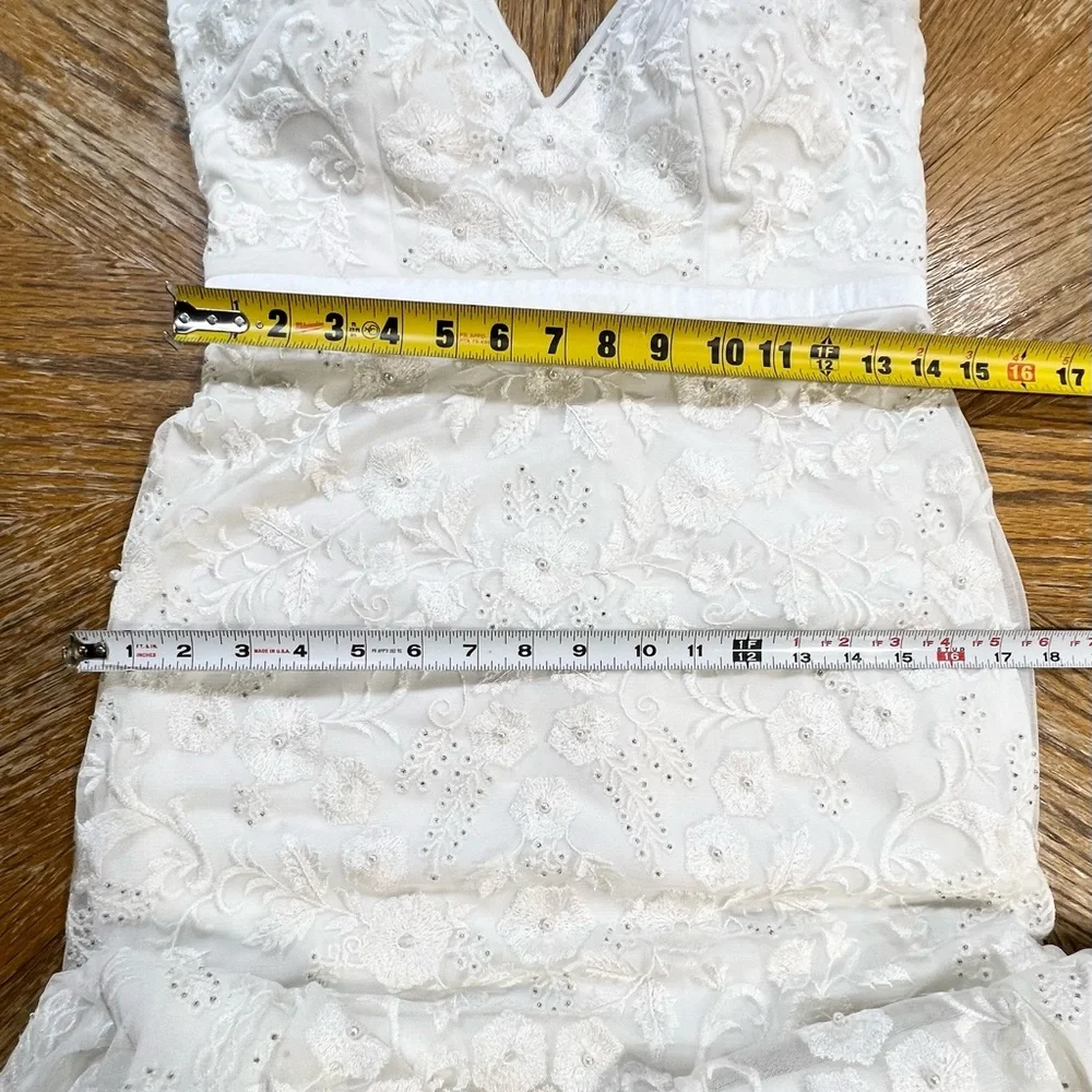 Lace open back train wedding dress bridal‎ gown sleeveless beaded embroidered - Picture 13 of 17